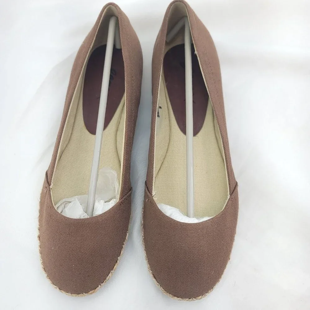 Gomax Womens Sienna-14 Brown Round Toe Slip On Flat Heel Espadrille Shoes Size 9